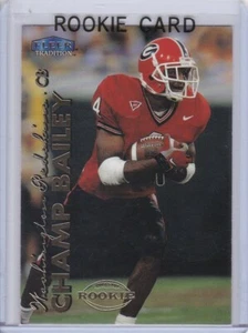 TARJETA DE NOVATO CHAMP BAILEY 1999 Fleer Tradition Fútbol RC Georgia Bulldogs HOFer - Imagen 1 de 2
