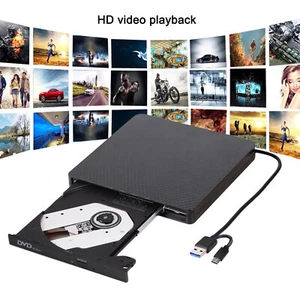USB 3.0 Type-C Externes CD DVD Laufwerk Brenner DVD-RW für PC Win10 /8/7/XP/MAC - Bild 1 von 9