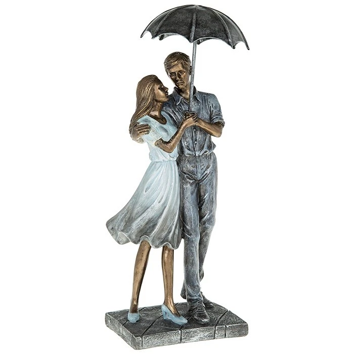 Shudehill Giftware Rainy Day Romance Couple Ornament Sit Embrace Figures 60171