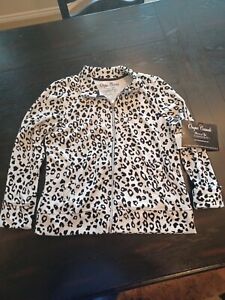 Onque Casuals XL Black And White Animal Print Cozy Velour Zip Front Jacket