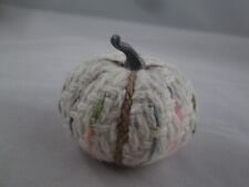 Miniature Cloth Covered Pumpkin Bowl White Arrangement Filler Sweater Material 