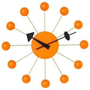 George Nelson Vitra Orange Ball Wall Clock | High-Quality Quartz | Metal & Wood - Picture 1 of 11