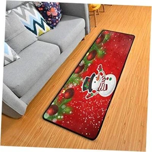 Christmas Runner Rug, Red Christmas Snowman Runner Rug Floor Mat Non Pattern 2 - Picture 1 of 8