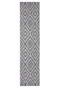 Diamond Geometric Runner - 2'x 8', Grey, Moroccan Transitional Area Rug - 517 - Picture 1 of 7
