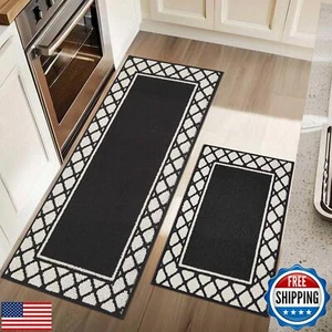 COSY HOMEER Washable Kitchen Rugs Sets of 2 Non-Slip Kitchen Mats for Floor A - Picture 1 of 5