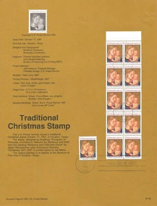 #9156 Christmas Madonna Stamps #2578/78a USPS Souvenir Page - Picture 1 of 1