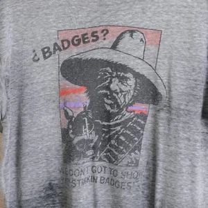 Vintage 90s Blazing Saddles Badges!? Scene T-Shirt M/L - Picture 1 of 8