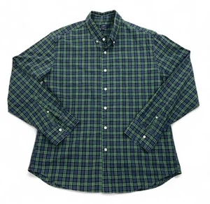 J. Camicia Crew Heathered Cotone Verde Blu Tartan Plaid Bottoni Uomo XL - Foto 1 di 7