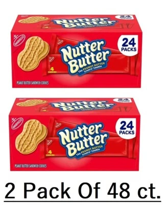 2 paquetes de galletas sándwich mantequilla de maní mantequilla de nuez 24 quilates 45,6 oz cada una, 48 quilates en total Foto 1 de 3