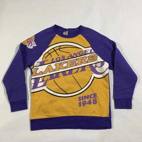 Los Angeles Lakers Sweater Men Small Purple Graphic Sweatshirt Hardwood Classics Cover