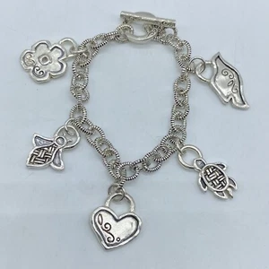 Barse Sterling Silver 7.25" Toggle Clasp Charm Bracelet Love and Nature 38.8g - Picture 1 of 6