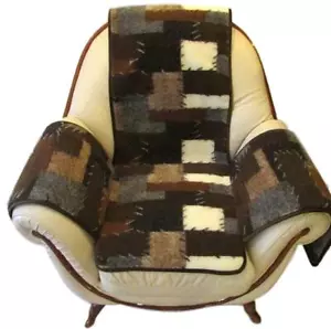 Sesselschoner aus 100% Schurwolle Patchwork 160 x 186 cm mit Armlehne - Bild 1 von 4