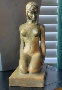 MID-CENTURY MODERN NUDE WOMAN FIGURE STATUE VINTAGE SCULPTURE - Picture 1 of 4