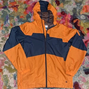 Columbia Youth Hood Jacket Orange/Gray Colorblock Nylon WINDBREAKER XL 18-20 - Picture 1 of 7