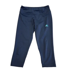 Adidas Blue Fitted 3/4 Gym Yoga Pants Uk Women's S/M W26-28 L20 G87 - Picture 1 of 4
