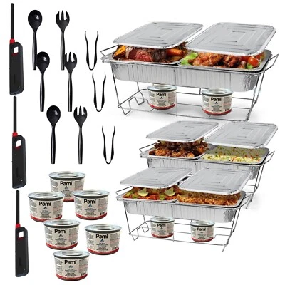 Juego de 36 piezas de aluminio desechable para rozar platos buffet fiesta CON PRÁCTICO ENCENDEDOR Foto 1 de 4
