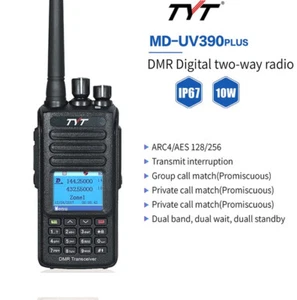 TYT MD-UV390PLUS 10W DMR Radio Dual Band 136-174 400-480mhz AES256 2 Way Radio - Picture 1 of 24