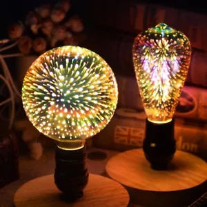 3D LED Bulb Star Firework E27 Vintage Edison Colorful Bombillas Night Light - Picture 1 of 21