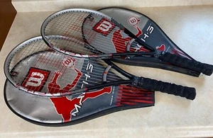 Wilson Mach 3 Tennis Racquet 4 3/8" Grip Black Silver and Red Set Of 2 Preowned - Picture 1 of 7