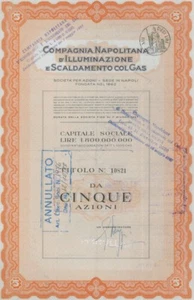 1963 NAPOLITANA D'ILLUMINAZIONE E SCALDAMENTO COL GAS " AZIONE VERA DELLA BORSA - Foto 1 di 1