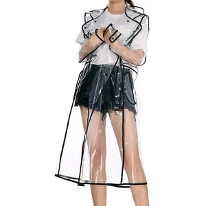 Ladies girls transparent clear fashion festival raincoat coat jacket wind - Picture 1 of 5