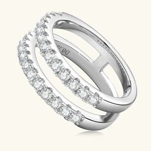 0.78 Carat Moissanite Double Layered Ring Size 10 – 925 Sterling Silver ForWomen - Picture 1 of 2