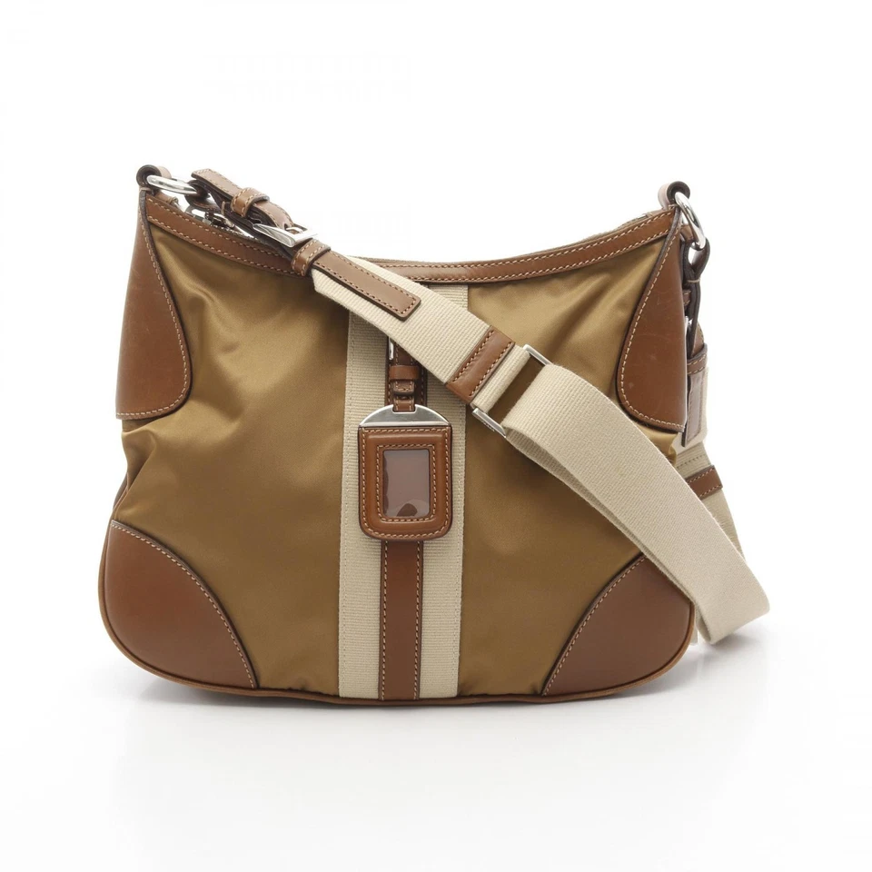 Bolso Bandolera PRADA TESSUTO Nylon Cuero Marrón Usado Mujer Foto 1 de 4
