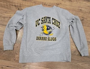 University Of California Santa Cruz Banana Slugs Cuello Redondo, Sudadera Gris L Años 90 - Imagen 1 de 10