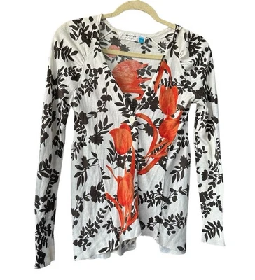 Cárdigan floral Anthropologie Sparrow flor de ciruela marfil marrón para mujer XS oficina Foto 1 de 4