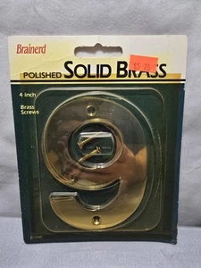 #9 Número de latón - 4 pulgadas de alto - Nuevo de caja - De colección - Marca Brainerd - Imagen 1 de 3