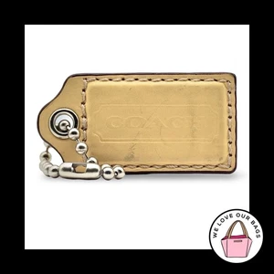 RARE 3" XL COACH Yellow Smooth Leather Nickel Fob Bag Charm Keychain Hang Tag - Picture 1 of 1