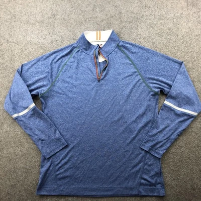 Pullover Robert Graham Para Hombre Grande Azul Cuarto Cremallera Rendimiento Manga Larga Foto 1 de 4