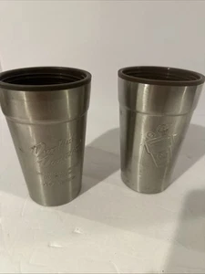 Zwei (2) Dunkin Donuts DD 2010 Edelstahl Becher Reise Kaffeebecher ohne Deckel - Bild 1 von 6