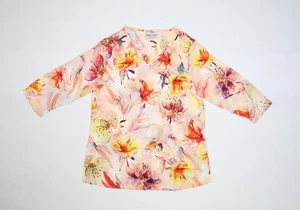 Atlas For Women Blouse Womens Small Sheer 3/4 Sleeve Lightweight Floral Top - Picture 1 of 9