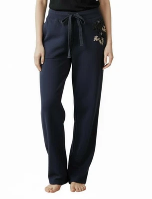 Pantalones deportivos vintage Y2K Lucky Brand azul marino talla mediana cinta floral apliques cuentas Foto 1 de 4