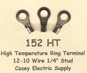 50 anillo de alta temperatura conector terminal calibre 12-10 cable AWG 1/4" perno 900 ° F - Imagen 1 de 2