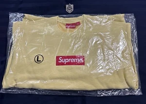 Supreme "Box Logo" Crewneck Sweatshirt Pale Yellow *SEALED* sz L (2022) hoodie - Picture 1 of 7