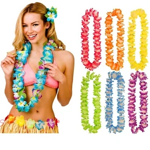 HAWAIIAN LEI HULA Flower Garland Necklace Lot Hen Aloha Hawaii Fancy Dress Party - Picture 1 of 12