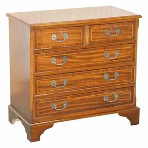 LOVELY VINTAGE FLAMED MAHOGANY SIDE TABLE SIZED CHEST OF DRAWERS UTILITARIAN - Picture 1 of 12