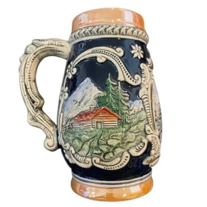 GENEVE GERMAN CERAMIC COLLECTORS BEER STEIN MUG VINTAGE RARE BARREL SHAPE 6 1/2" - Picture 1 of 10
