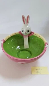  Johanna Parker Carnival Cottage By Magenta Easter Bunny🐰Candy Dish Bowl NEW - Picture 1 of 2