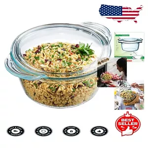 Durable Glass Casserole Dish with Curved Lid - Ideal for Cooking and Storing - Picture 1 of 8