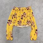 Divided By H&M Women's Yellow Floral Long Sleeve Cropped Blouse Size Small NWT