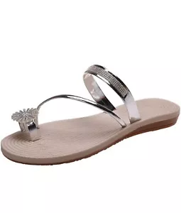 Summer Shiny Shoes Rhinestones Sandals ,Clip Toe Glitter Sandals For Woman, Boho - Picture 1 of 3