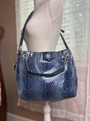 Michael Kors Blue Reptile Crossbody/Handle Bag - Image 1 of 4