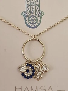 Isabella M Boston 925 Sterling Silver Cz Evil Eye Hamsa Hand Necklace NIB - Picture 1 of 6