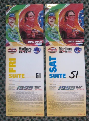 RARE 1999 MARLBORO 500 2 TICKETS WITH HOLDER NASCAR WINSTON TRUCK SERIES Cover