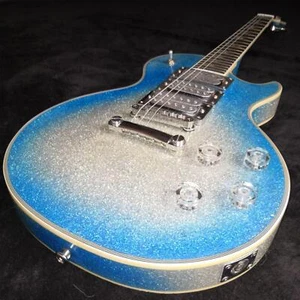 Guitarra Eléctrica Big Flash Metal Azul Ráfaga Plata Personalizada de Fábrica 3 Pastillas - Imagen 1 de 3