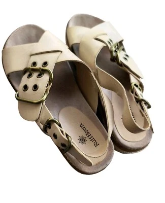 Women's Ruff Hewn Ofelia Beige Crisscross Faux Leather Sandals Shoes size 6M - Image 1 of 4