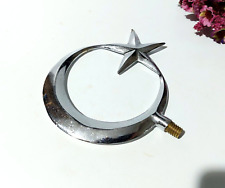 Vintage Crescent Figure, Silver Color Metal Moon iron Figurine, Turkish Flag Art